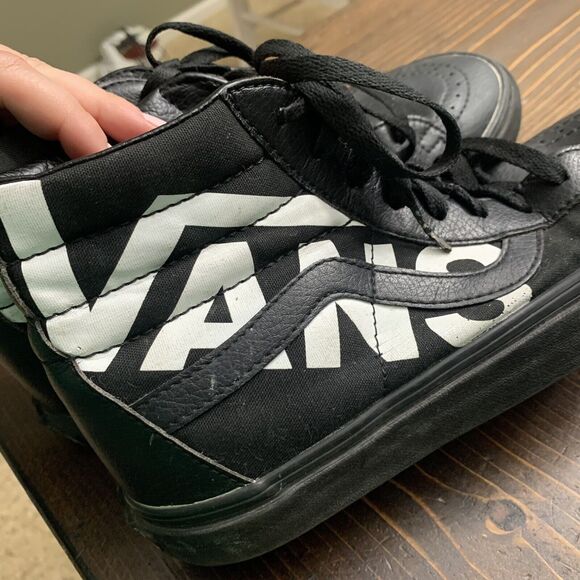 Vans Sk8-Hi Reissue Skate Shoes Black Big Large Logo Mens Sz 7.5 Women Sz 9 - Picture 9 of 10